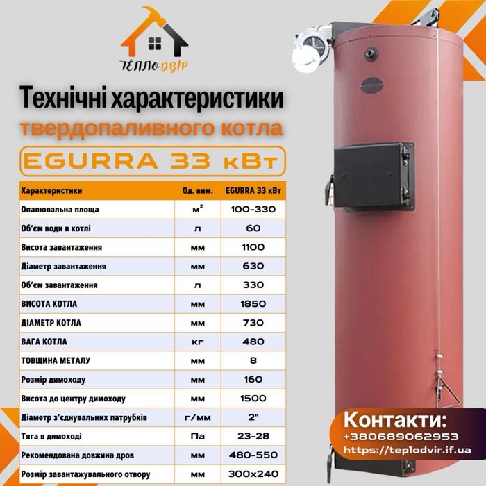 Котел Egurra 25 квт Egura Егура твердопаливний твердотопливный