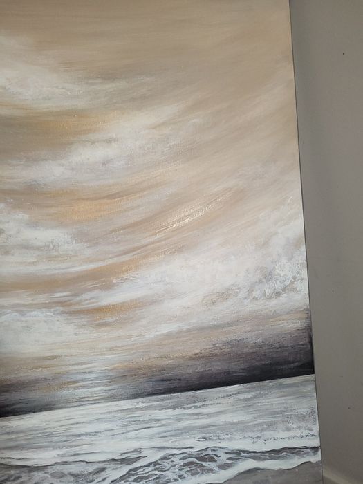 Obraz 100 x 70 cm ręcznie malowany nowoczesna abstrakcja ze złotem