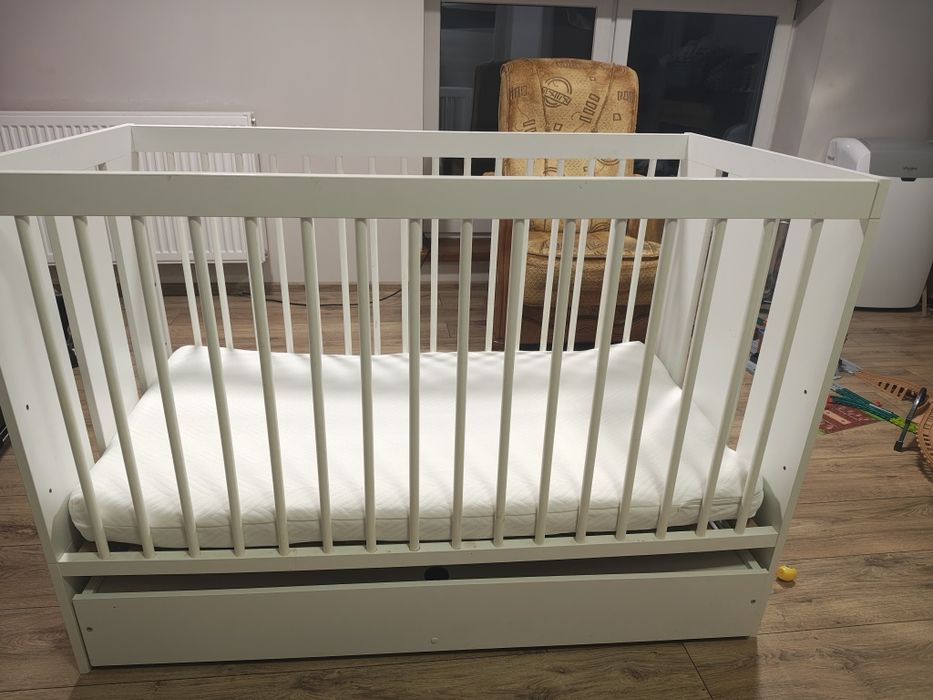 Łóżeczko niemowlęce 120 x 60 z materacem i szufladą KLUPŚ