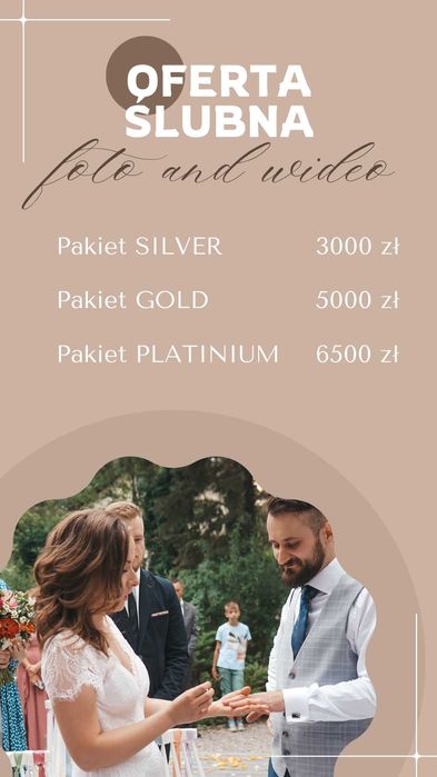 Fotograf i Kamerzysta na ślub i wesele - od 1500 zł - WOLNE TERMINY