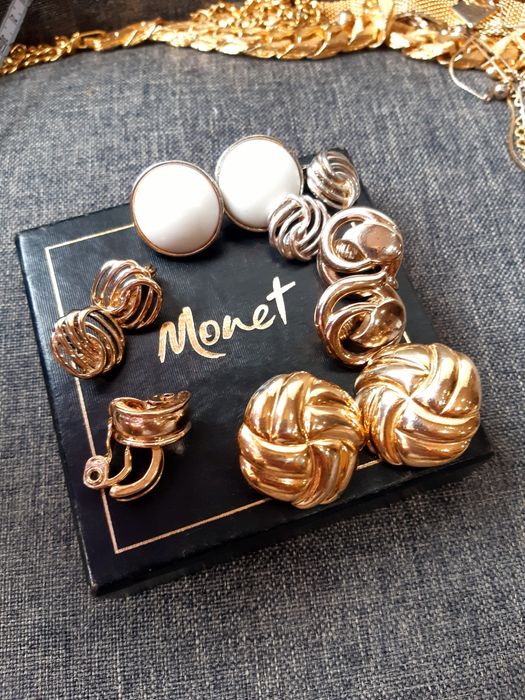 Вінтажні прикраси сережки Кліпси monet,кільця, позолота