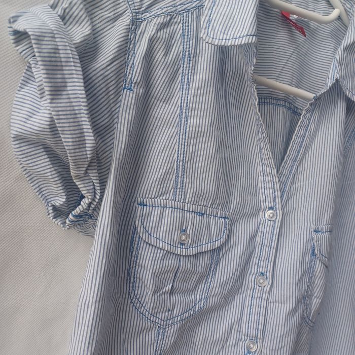 Koszula basic biała niebieska paski H&M 36 S XS must have