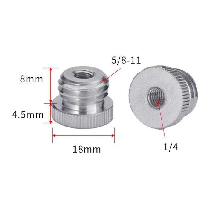 Перехідник 1/4 - 5/8 дюйма для рівнів та нівелірів (1/4-5/8 11 витків)