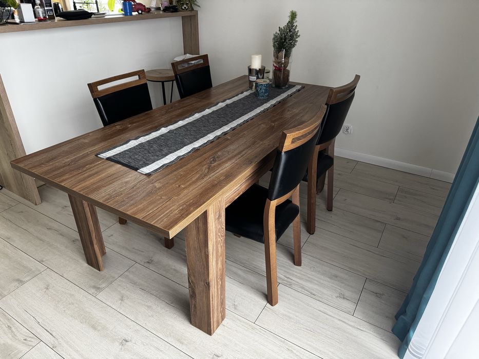 Zestaw mebli Black Red White kolekcja Gent stół krzesła witryna, RTV