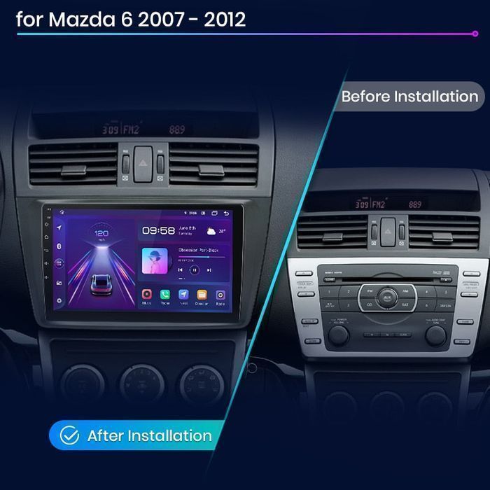 Mazda 6 GH 2007-2012 – Radio Android 15 9" CarPlay Android Auto 2GB/32GB GPS Nawigacja Stacja Multimedialna WiFi Bluetooth DSP PL