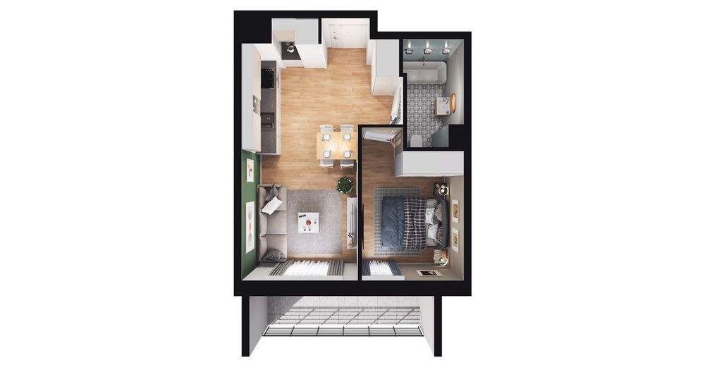2-pokojowe mieszkanie 34 m² + loggia - Widok 4