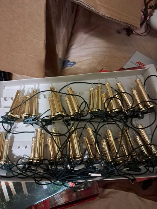 Винтажная гирлянда Свечи на прищепке золото