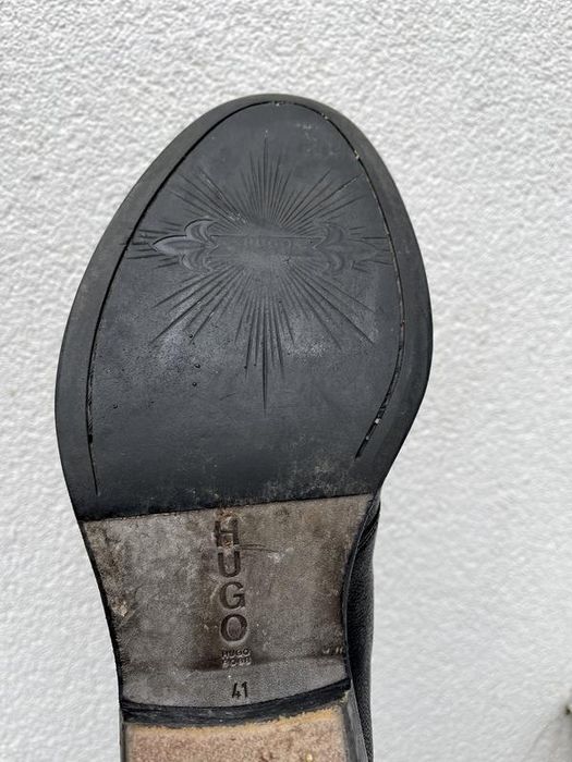 Кожаные мужские черные ботинки челси hugo boss
