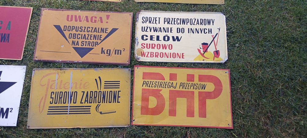 Stare metalowe tablice informacyjne PRL oryginał PRL