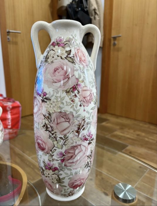 Conjunto decorativo em cerâmica floral - 4 peças