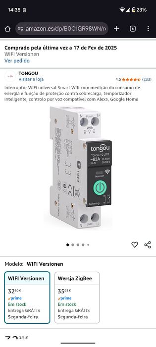 Disjuntor Wifi smart 63a