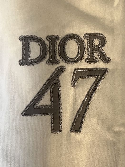 T-shirt Dior 1947 Branca - Bordado Prateado - Tamanho L
