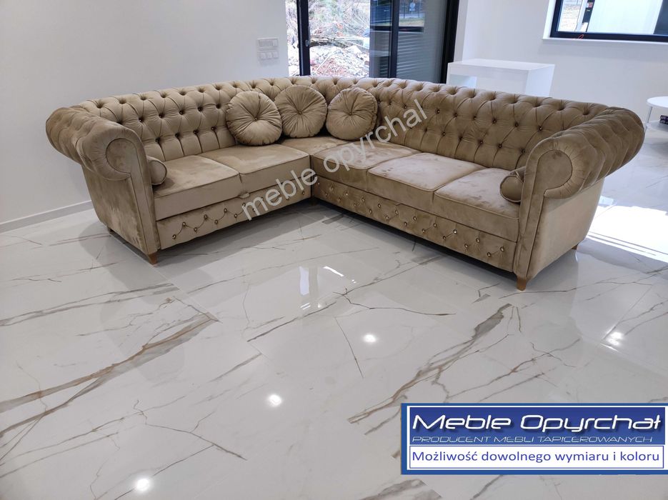 PRODUCENT Naroznik chesterfield glamour  kryształki NR.12