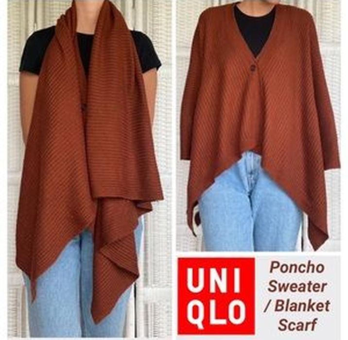 Трансформер пончо палантин шарф сірого кольору Uniqlo