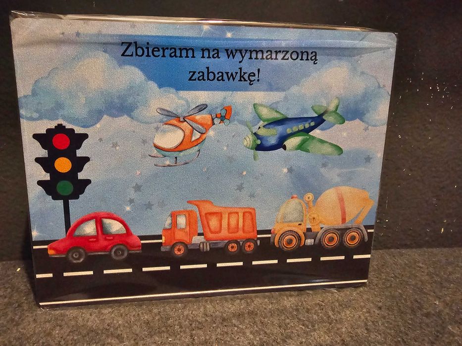 Skarbonka drewniana z nadrukiem