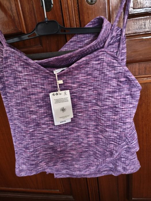 Conjunto top e saia Mango Roxo L XL