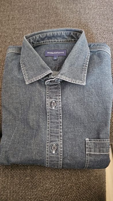 Modna, bawełniana koszula jeansowa Trussardi, o 500 zł TANIEJ!