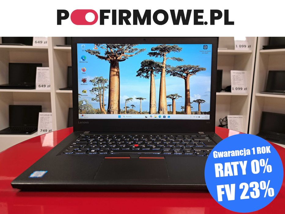 Laptop 14" Lenovo ThinkPad T470 i5 8GB/256SSD FullHD HDMI Win11 Kamera