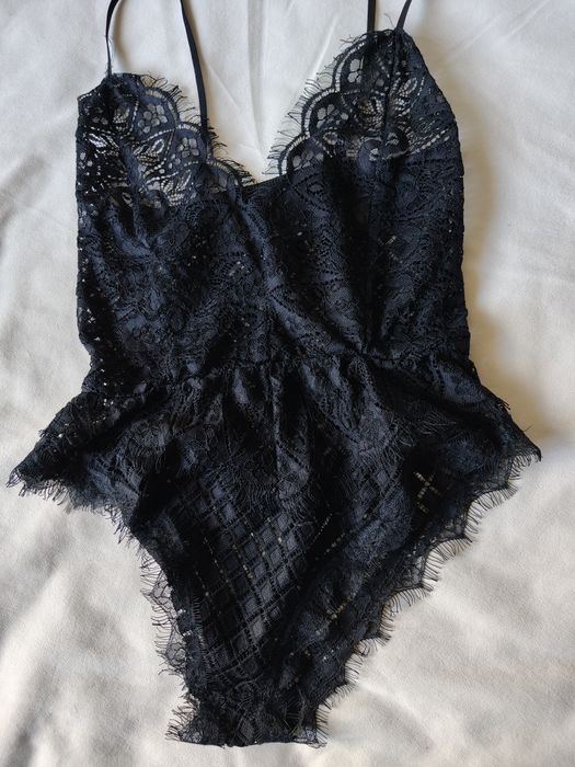 Intimissimi czarne delikatne seksowne body koronkowe L