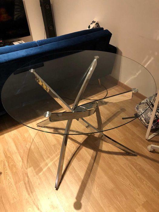 Mesa de jantar MARAMO Prateado 120 cm Vidro de segurança (temperado)