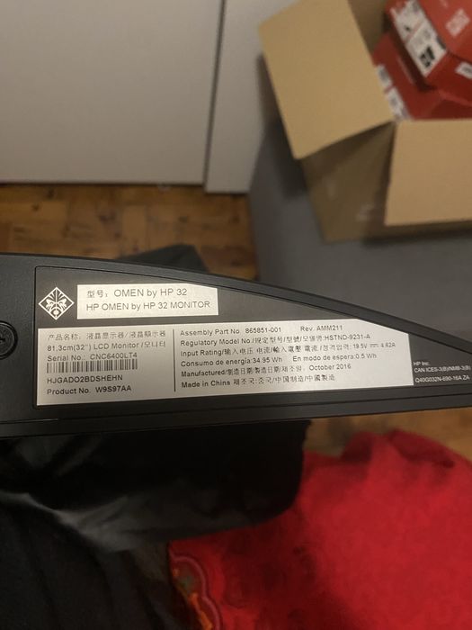 HP Omen W9S97AA 32" QHD 165Hz - Monitor Gaming LED