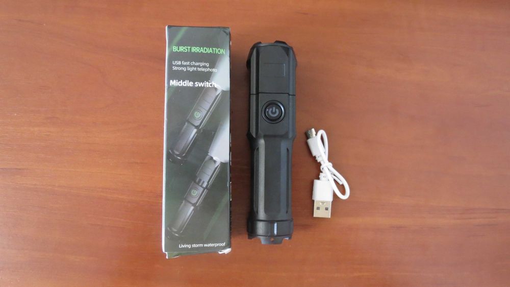 Светодиодный телескопический LED фонарик с АКБ