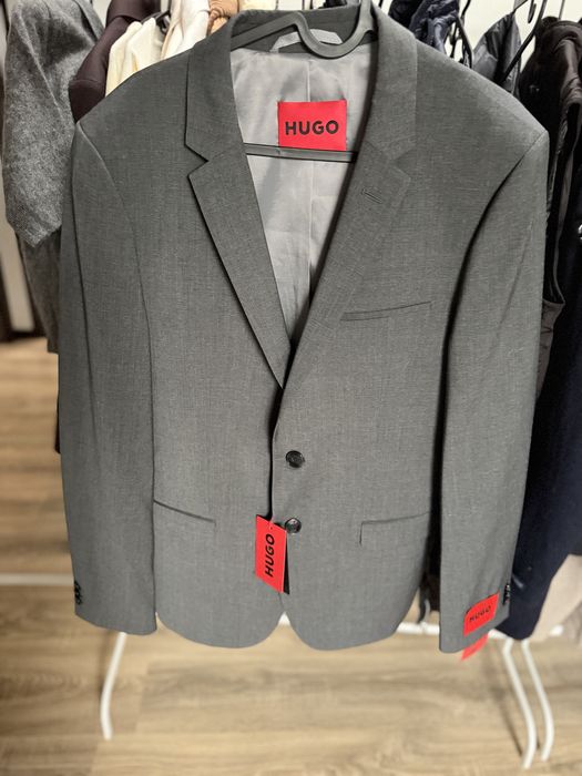 Męska wełniana marynarka Hugo Boss szara