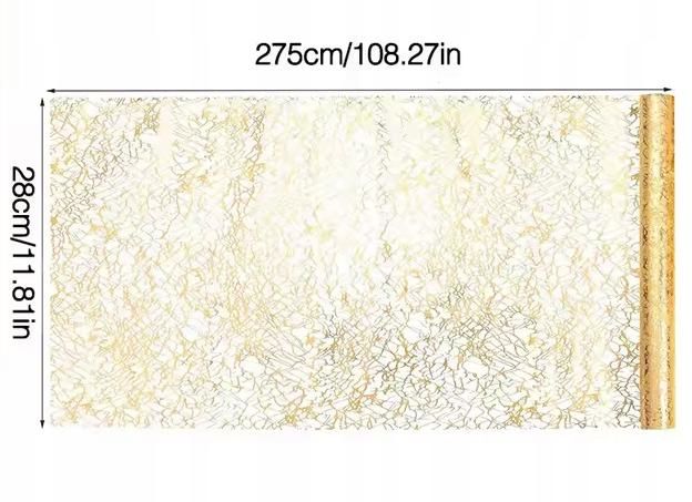 Organza złota błyszcząca, bieżnik na stół 28x275cm, kod 701