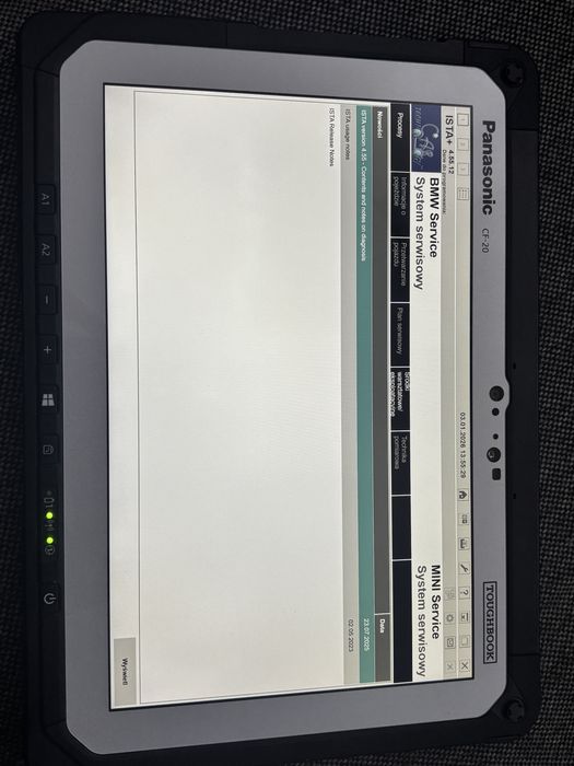 Panasonic CF-20 toughbook pancerny tablet diagnostyka BMW ISTA 4.55.12