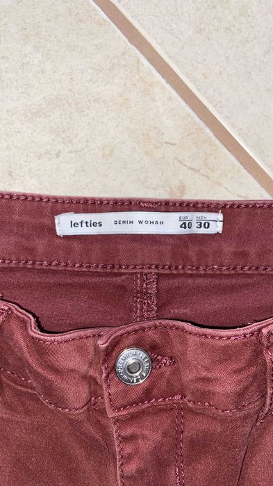 Lefties Women's Denim Pants in Burgundy