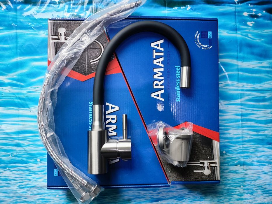 Змішувач для кухні ARMATA SUS 011 REFL black, gray and white