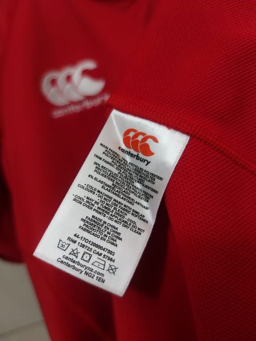 bluzka koszulka L sportowa Jersey rugby czerwona biała running Canterb