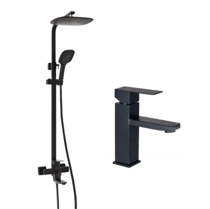 Набір 2 в 1 Душева система Тропічний душ + Кран Black Комплект