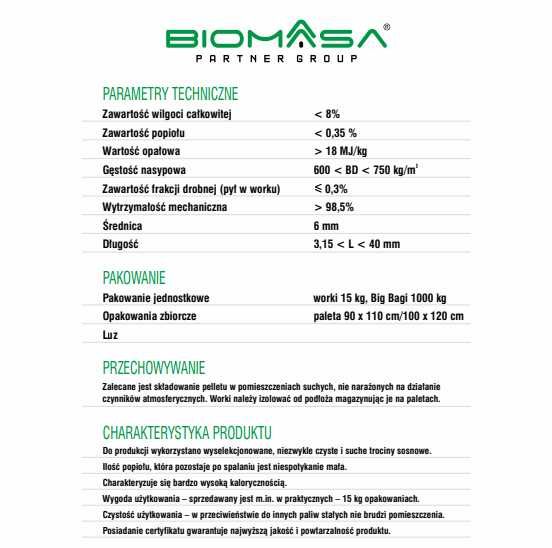 Pellet A1  Biomasa + transport Winda