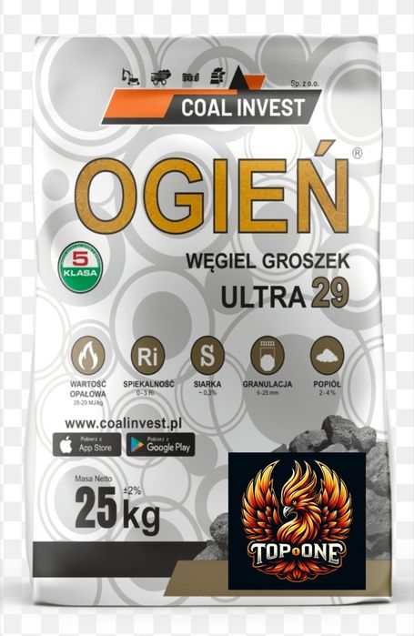 Węgiel Groszek  OGIEŃ ULTRA 26-29 MJ/KG transport GR