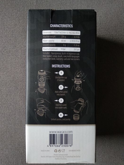 Podróżny przenośny ekspres do kawy Wacaco Nanopresso