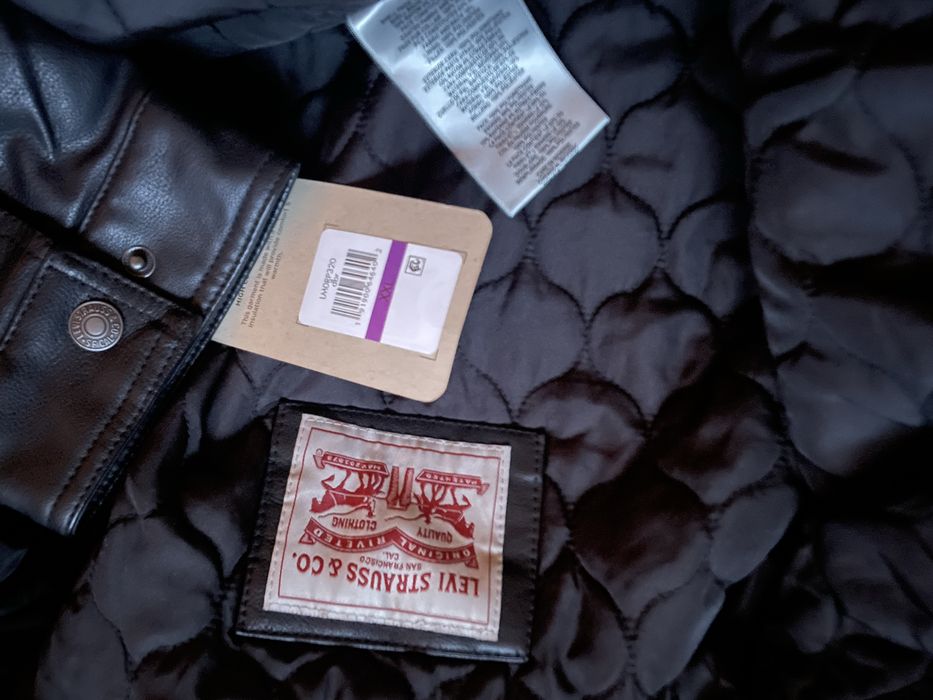XXL 52 54 Levis куртка кожанка черная ветровка бомбер шерпа демисезон