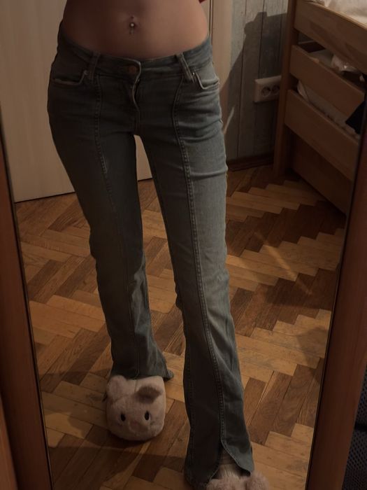 Джинси клеш Bershka низька посадка розрізи y2k 2000s bella hadid xs