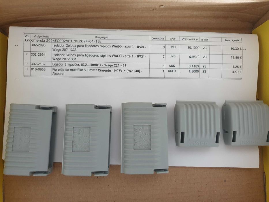 5 Isoladores Gelbox NOVOS para WAGO (Electricidade) IPX8 – Sizes 1 e 3