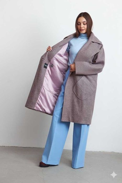 Стильное пальто Италия шерсть новая коллекция Утеплено Шикарный цвет