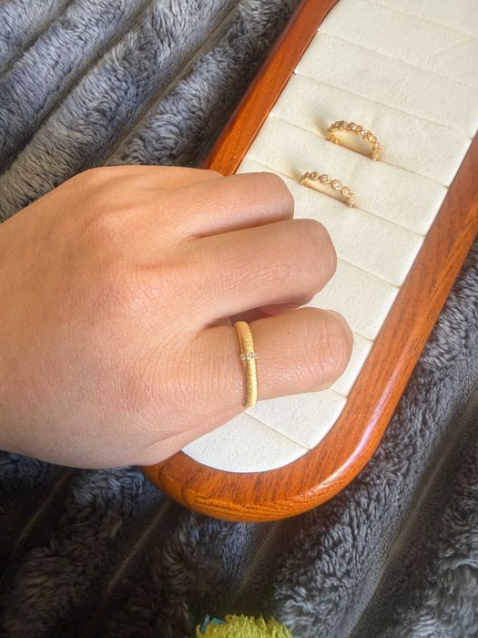 Anel Estreito em Prata 925 Escovada Empilhável Artesanal Tamanho ring
