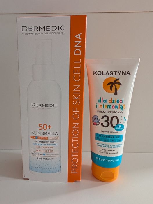 Nowe kremy przeciwsłoneczne dermedic sunbrella spray i kolastyna