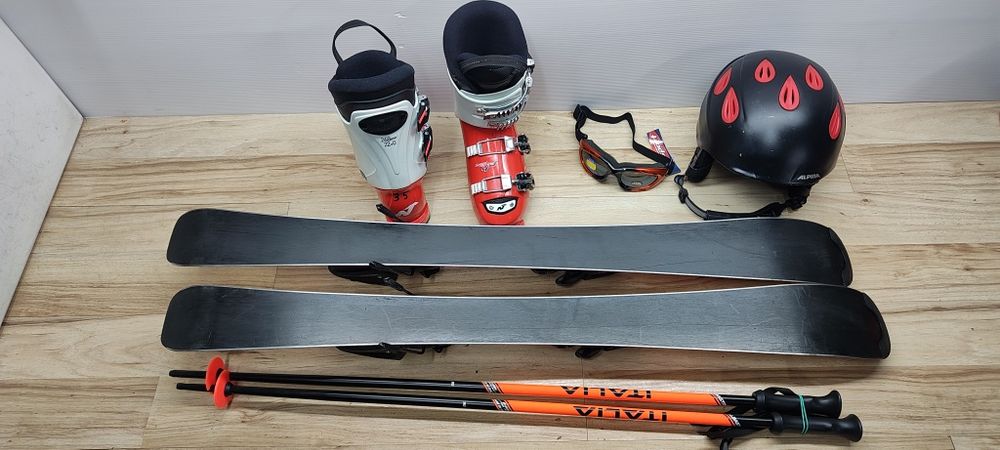 Komplet Narty 100 cm Rossignol HERO Buty r-34 Kask Gogle Kijki