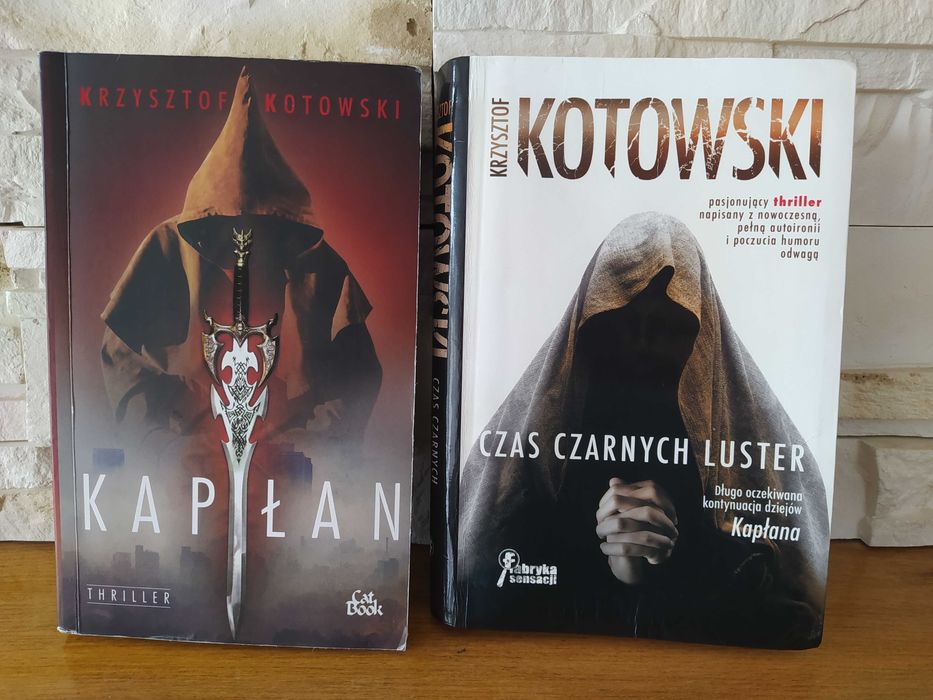 Zestaw 2xksiążka thriller K.Kotowski "Kapłan" i "Czas czarnych luster"
