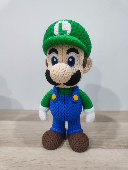 Luigi em efeito crochê e cabeça rotativa - Nintendo