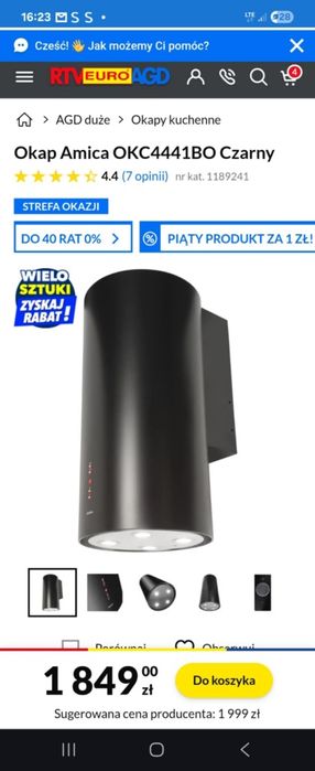 Okap kominowy AMICA nowy 600 zł taniej jak w sklepie