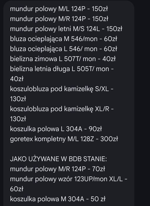 Goretex, mundur polowy, bielizna, ubranie ochronne
