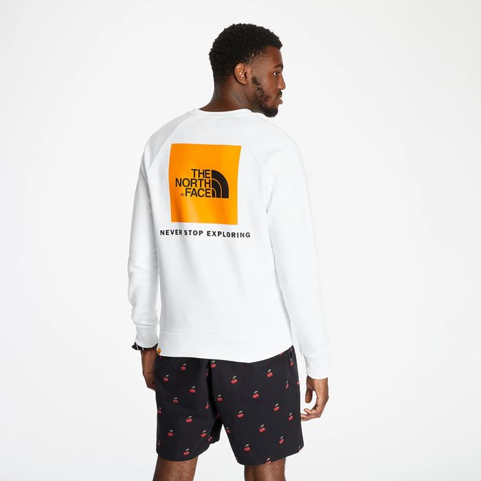 The North Face (S/M) Orange Box Logo світшот чоловічий білий плотний