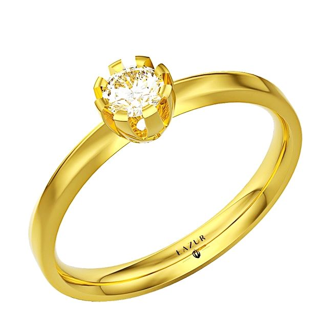 Piękny Pierścionek z jednym brylantem diamentem centralnie umieszczony