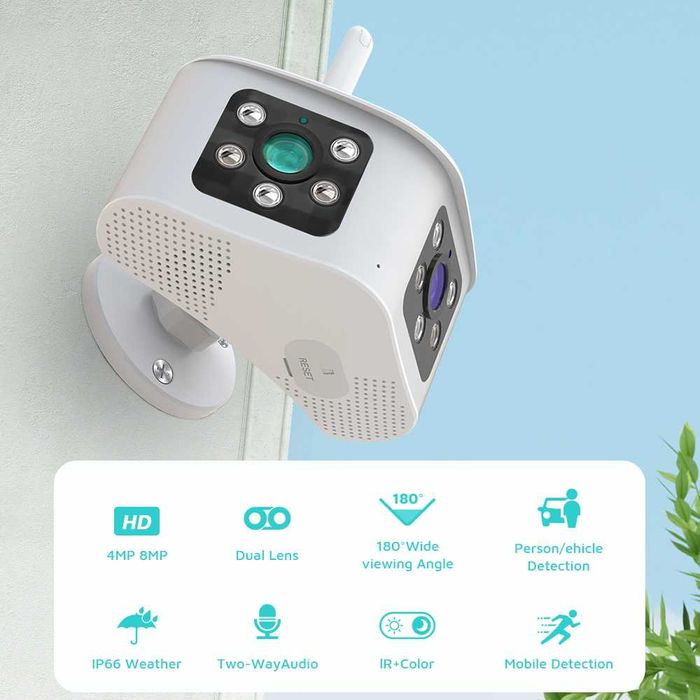 180-Degree Camera, 6MP Wi-Fi, Compatible with Android and iOS Apps, Model 180JKC23JSR4, Waterproof64283913262467124